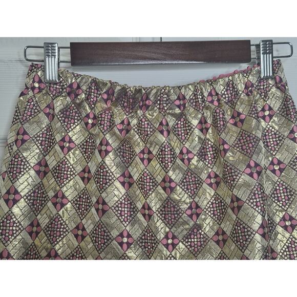 Tuckernuck Champaign Dreams Pink Gold Green Metallic Tiered Maxi Skirt Sz Small - Picture 5 of 8